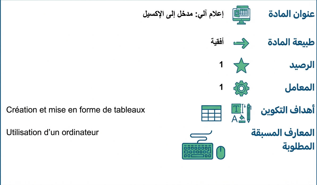 تقديم مادة اكسل