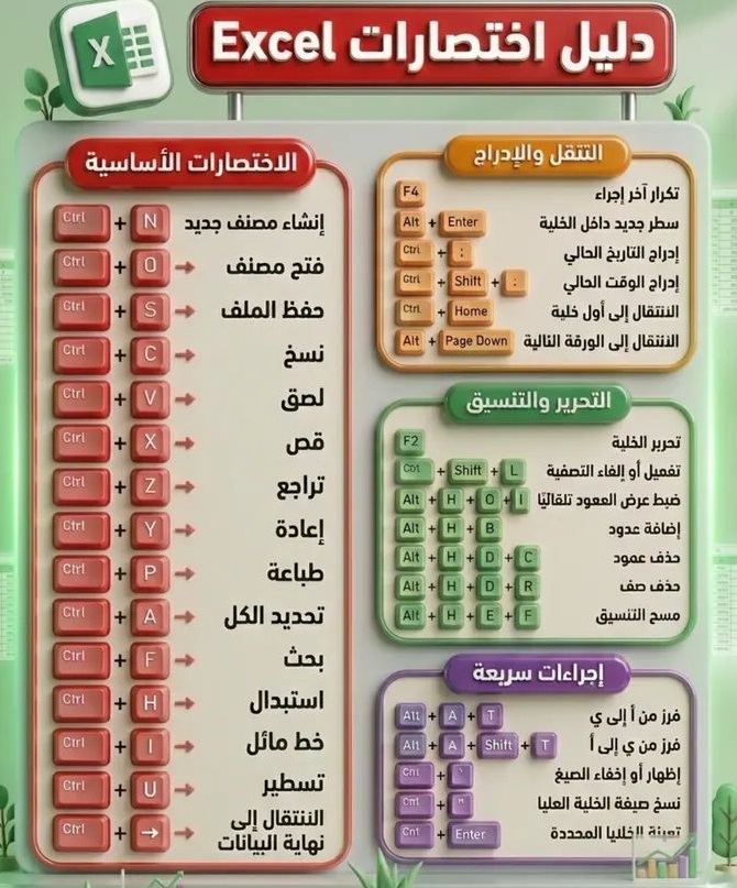 اختصارات اكسل